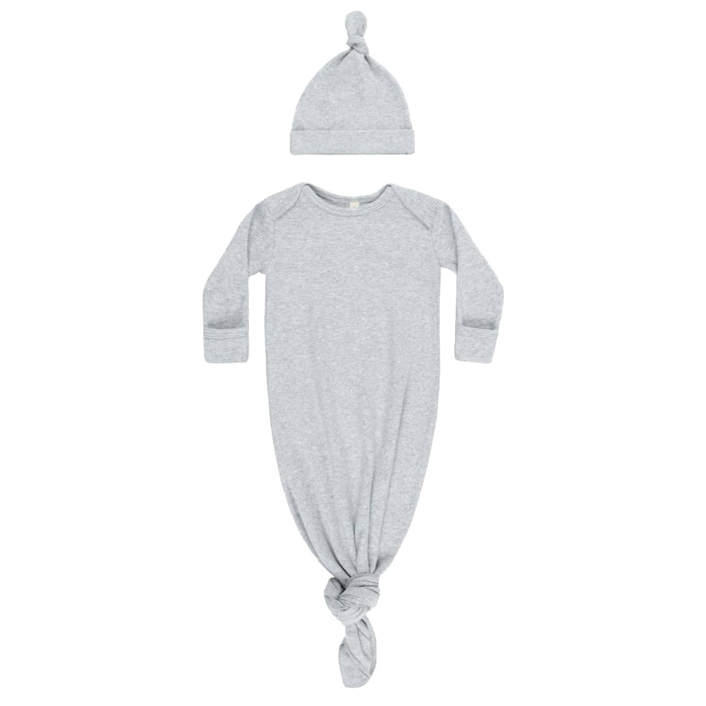 The Baby Blanket Store Sleep Set OS An Ultra-Soft Organic Cotton Knotted Baby Gown and Hat Set in Calming 'Dusty Blue'