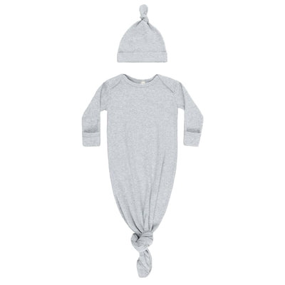 The Baby Blanket Store Sleep Set OS An Ultra-Soft Organic Cotton Knotted Baby Gown and Hat Set in Calming 'Dusty Blue'