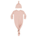 The Baby Blanket Store Sleep Set OS An Ultra-Soft Organic Cotton Knotted Baby Gown and Hat Set in Calming 'Rose'