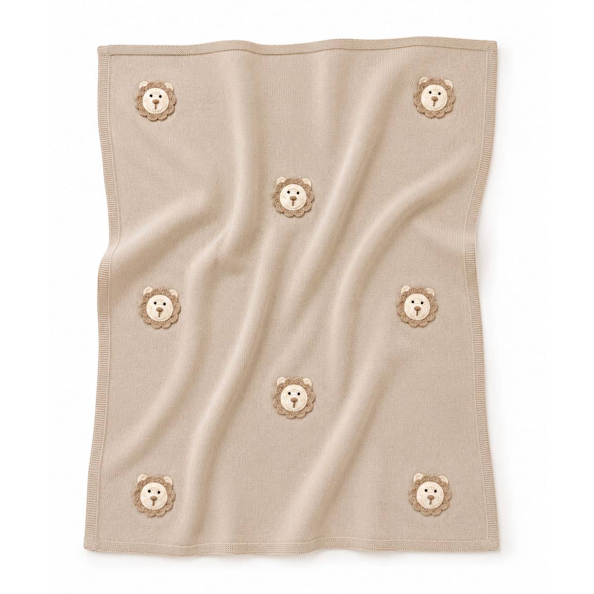 Viverano Organics One Size / Cottonwood Lion Knit Baby Blanket & Lion Rattle Toy Gift Set (Organic)