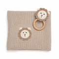 Viverano Organics One Size / Cottonwood Lion Knit Baby Blanket & Lion Rattle Toy Gift Set (Organic)