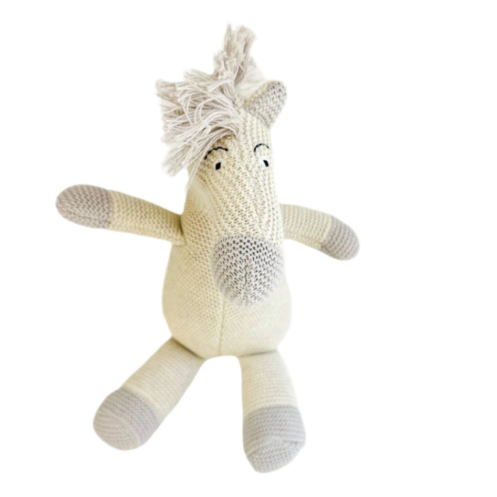 The Baby Blanket Store Stuffed Animal Natural Heather / One Size Horse | Handmade Organic Cotton Knit Stuffed Animal