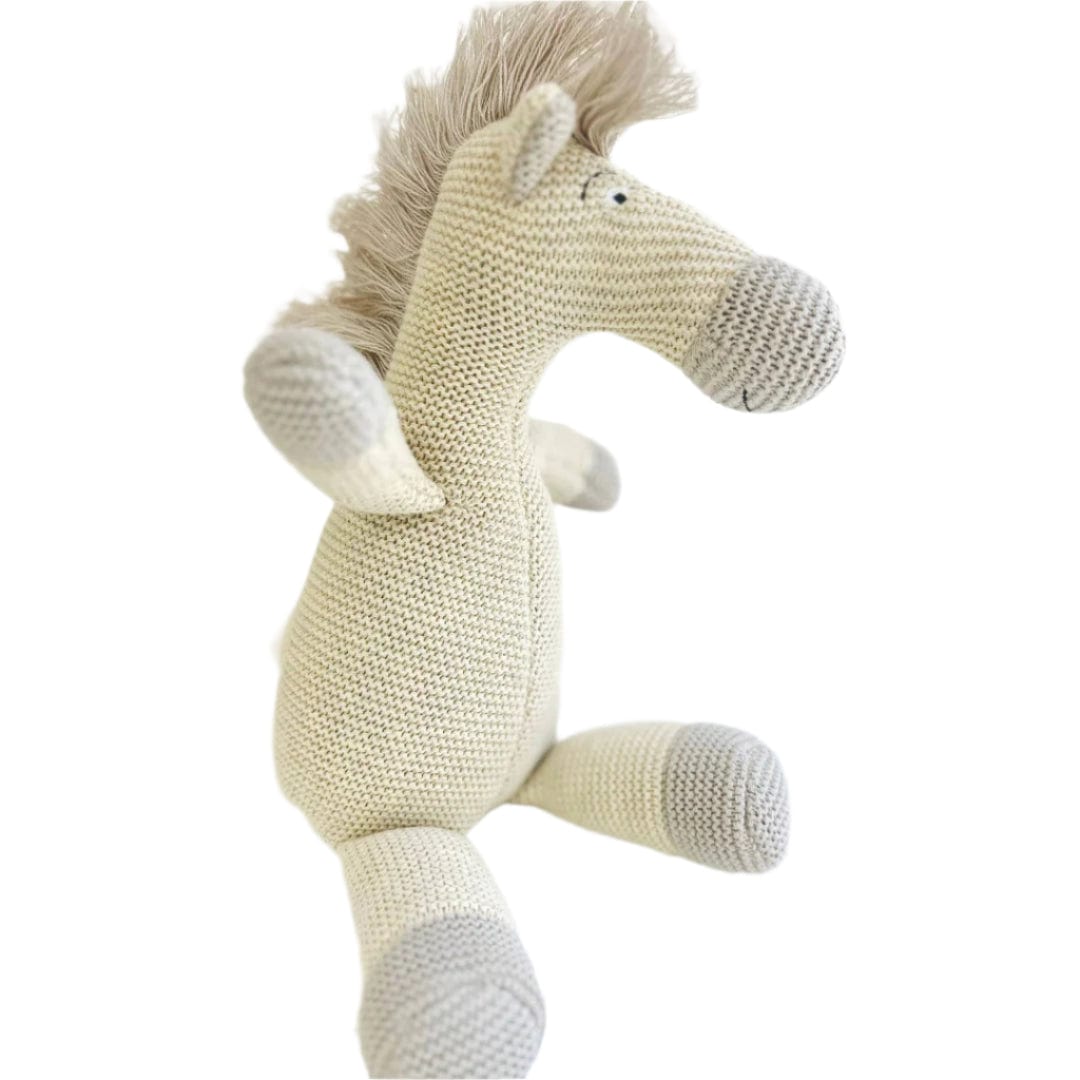 The Baby Blanket Store Stuffed Animal Natural Heather / One Size Horse | Handmade Organic Cotton Knit Stuffed Animal