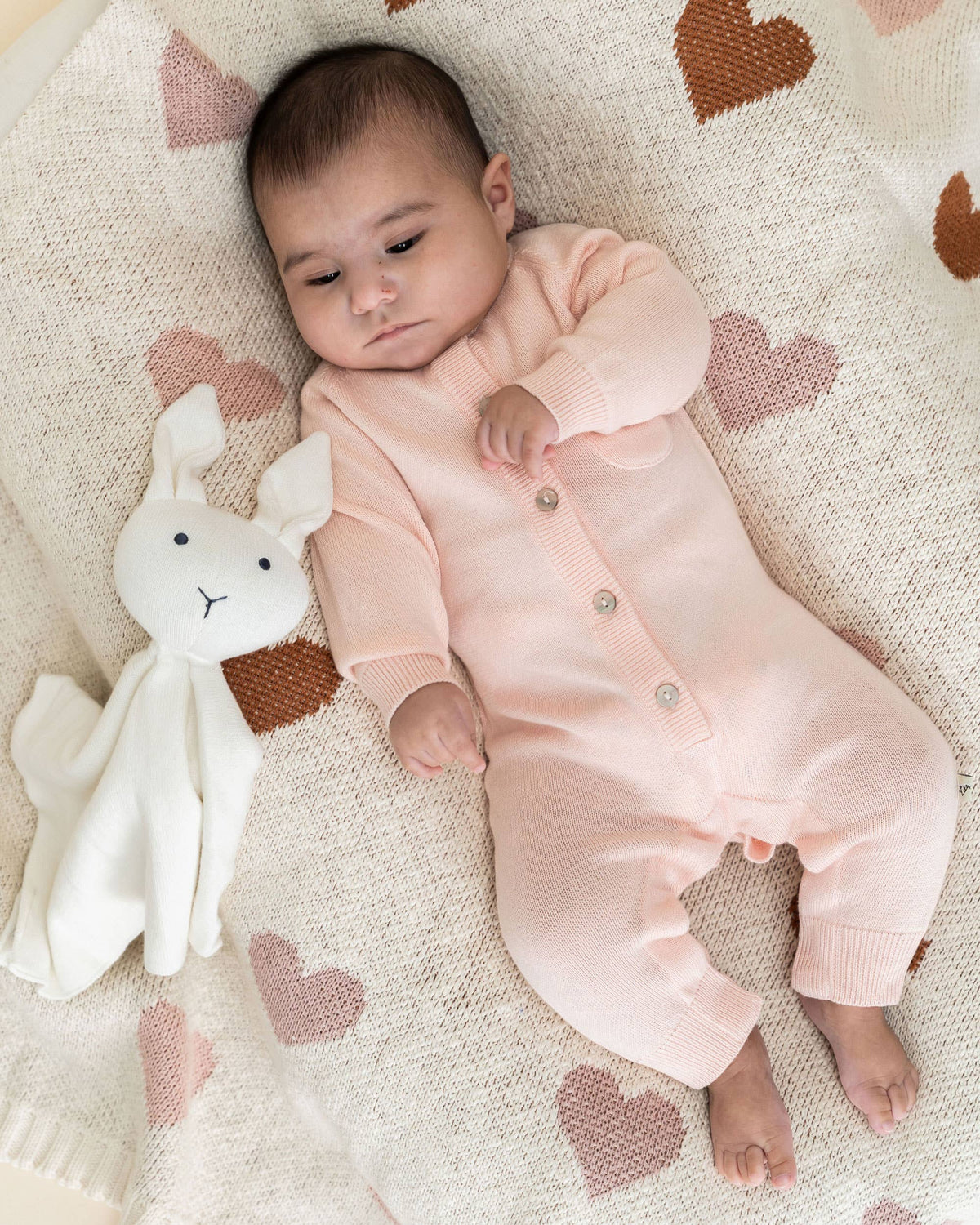 Viverano Organics Blush / 3-6M Milan Knit Baby Pocket Jumpsuit (Organic Cotton)
