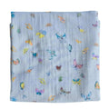 The Baby Blanket Store Crib Blanket 47" x 47" Organic Cotton Muslin Blanket (Shawl) with Butterfly Motif - Blue