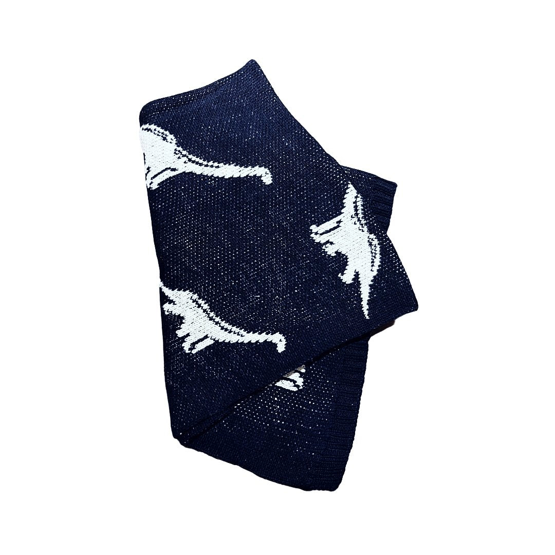Navy Dinosaur - Organic Jacquard Sweater Knit Baby Blanket - Crib Blanket 30" x 42" - The Baby Blanket Store - at The Baby Blanket Store. (Midnight Navy, One Size)