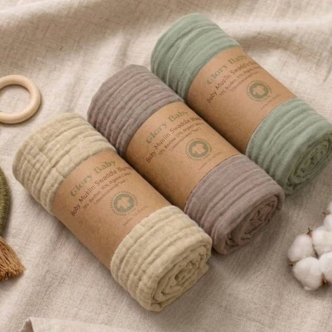 The Baby Blanket Store Muslin Gauze Oat | Organic Cotton Double Gauze Muslin Swaddle