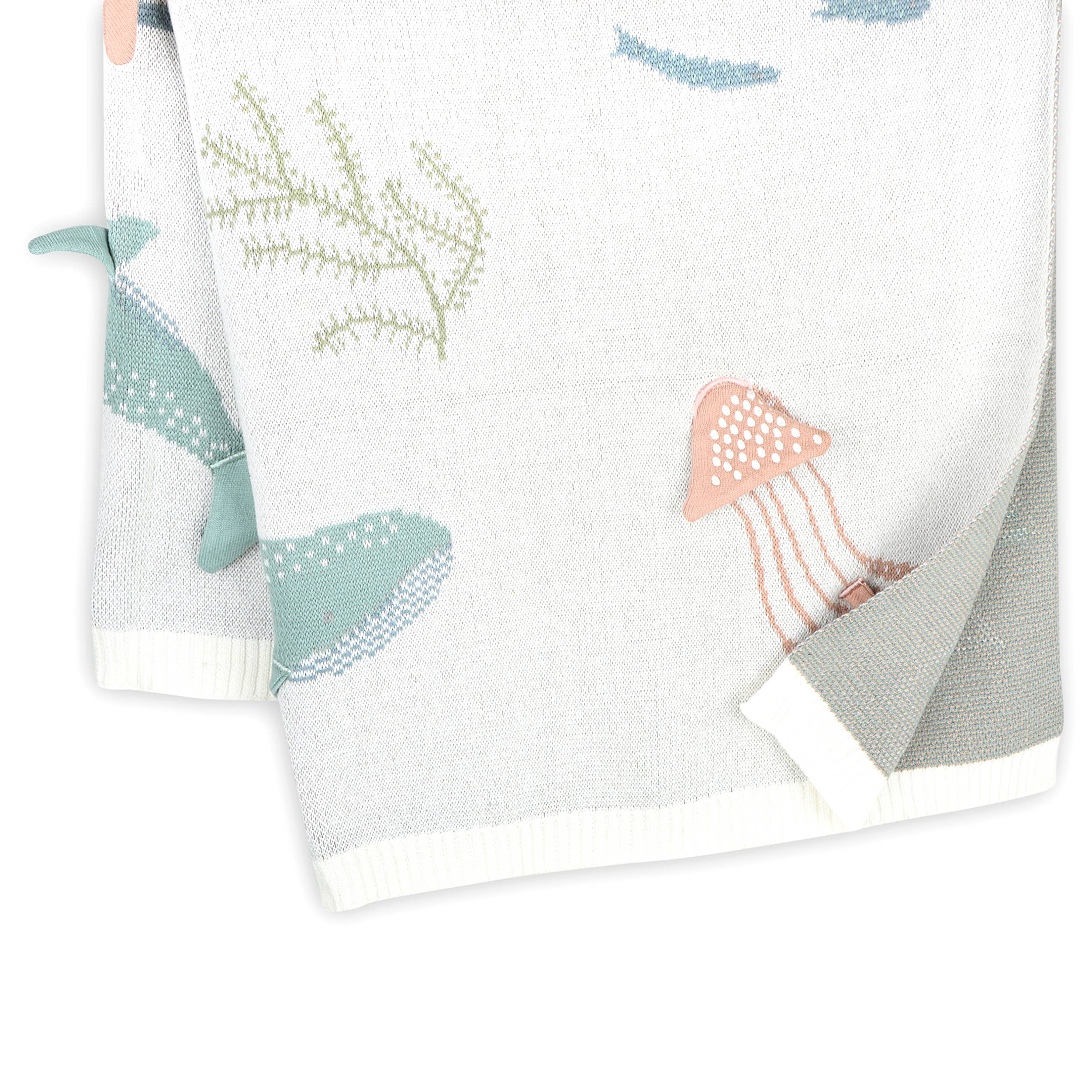 Viverano Organics One Size / Natural Ocean Jellyfish 3D - Organic Jacquard Knit Baby Blankets