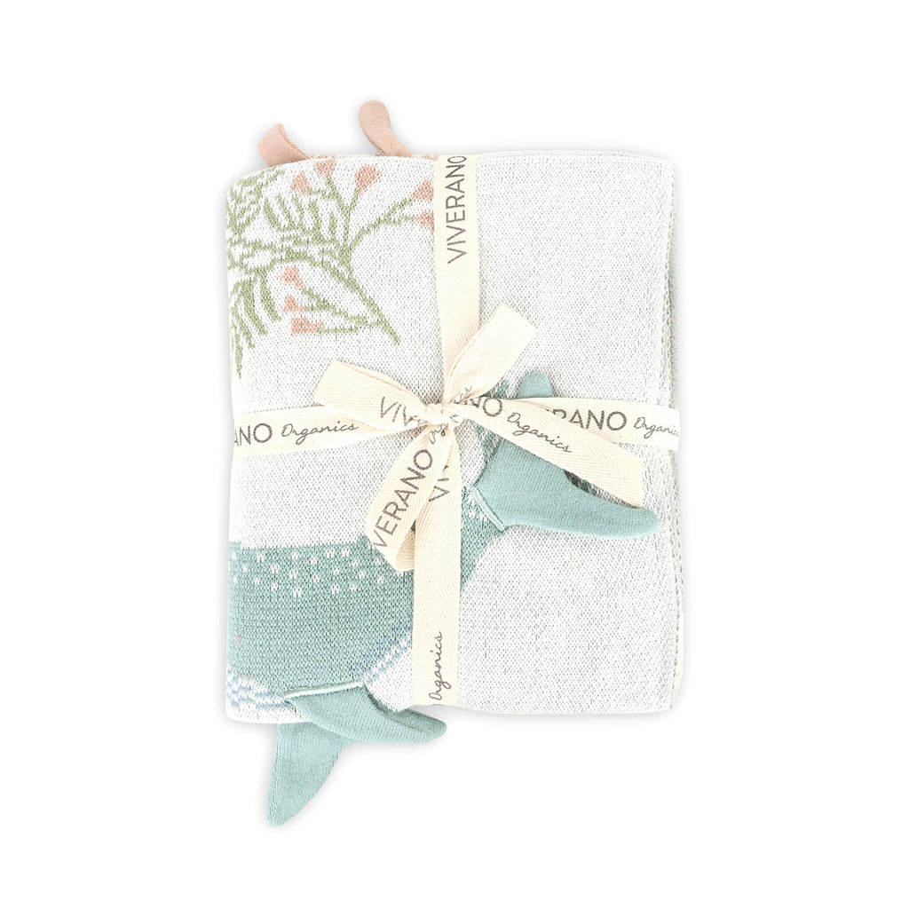 Viverano Organics One Size / Natural Ocean Jellyfish 3D - Organic Jacquard Knit Baby Blankets