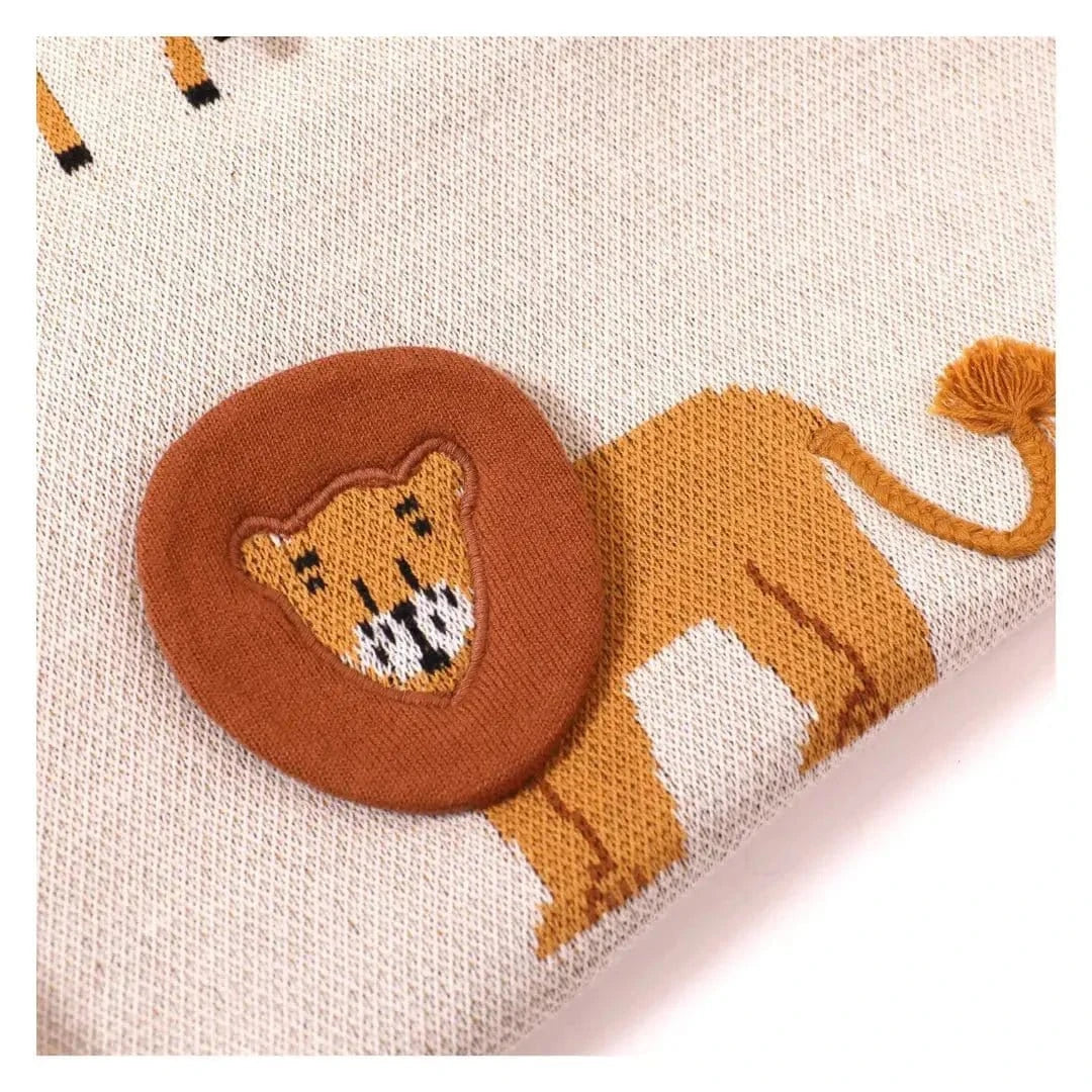 The Baby Blanket Store Bundle Savannah 3D Baby Blanket & Lion Stuffed Animal Bundle | Organic Cotton
