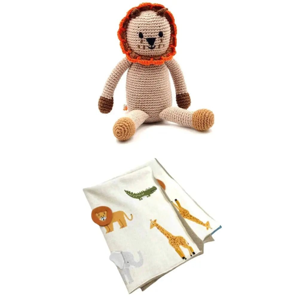The Baby Blanket Store Bundle Savannah 3D Baby Blanket & Lion Stuffed Animal Bundle | Organic Cotton