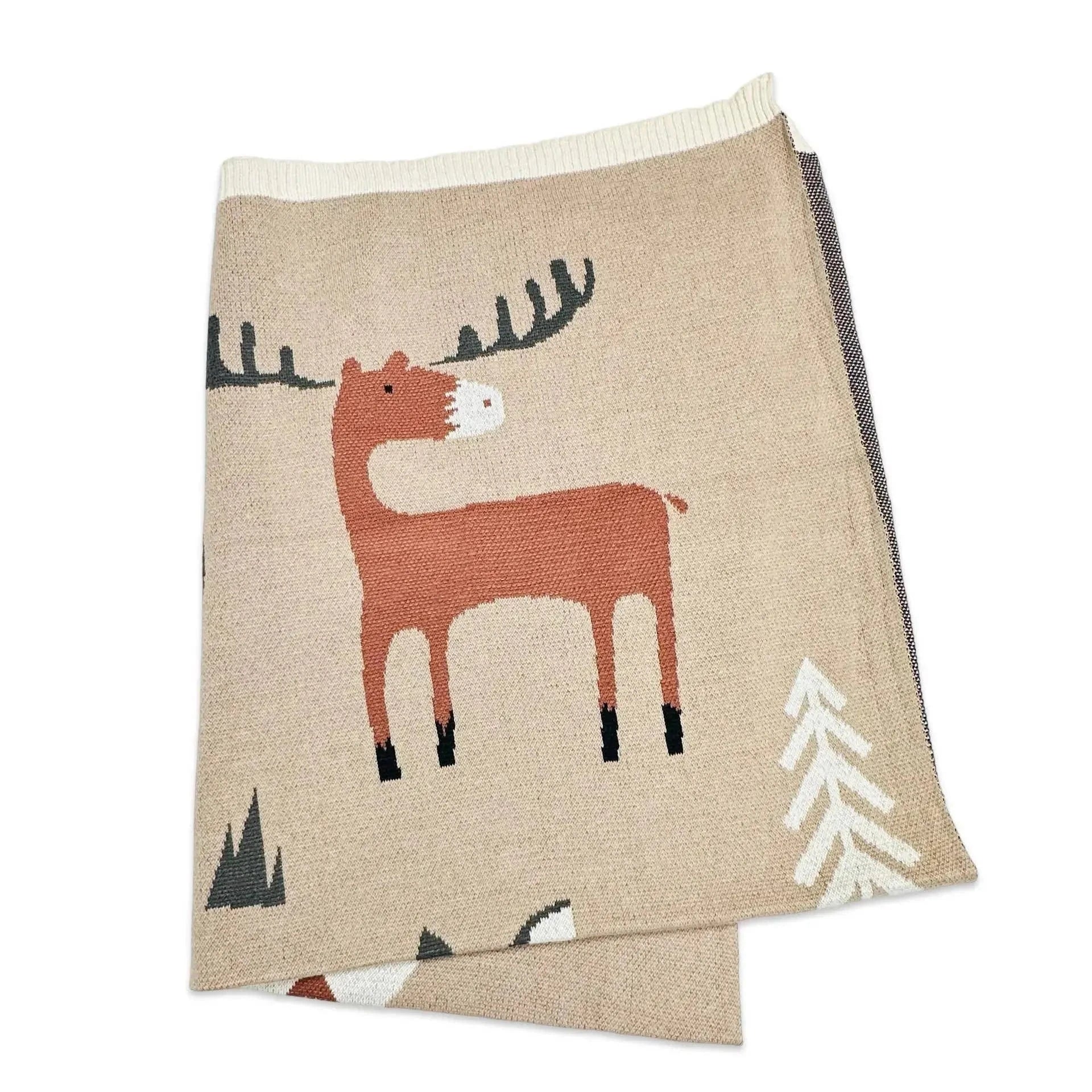 The Baby Blanket Store Bundle Woodland Bear Baby Blanket & Moose Stuffed Animal Bundle | Organic Cotton
