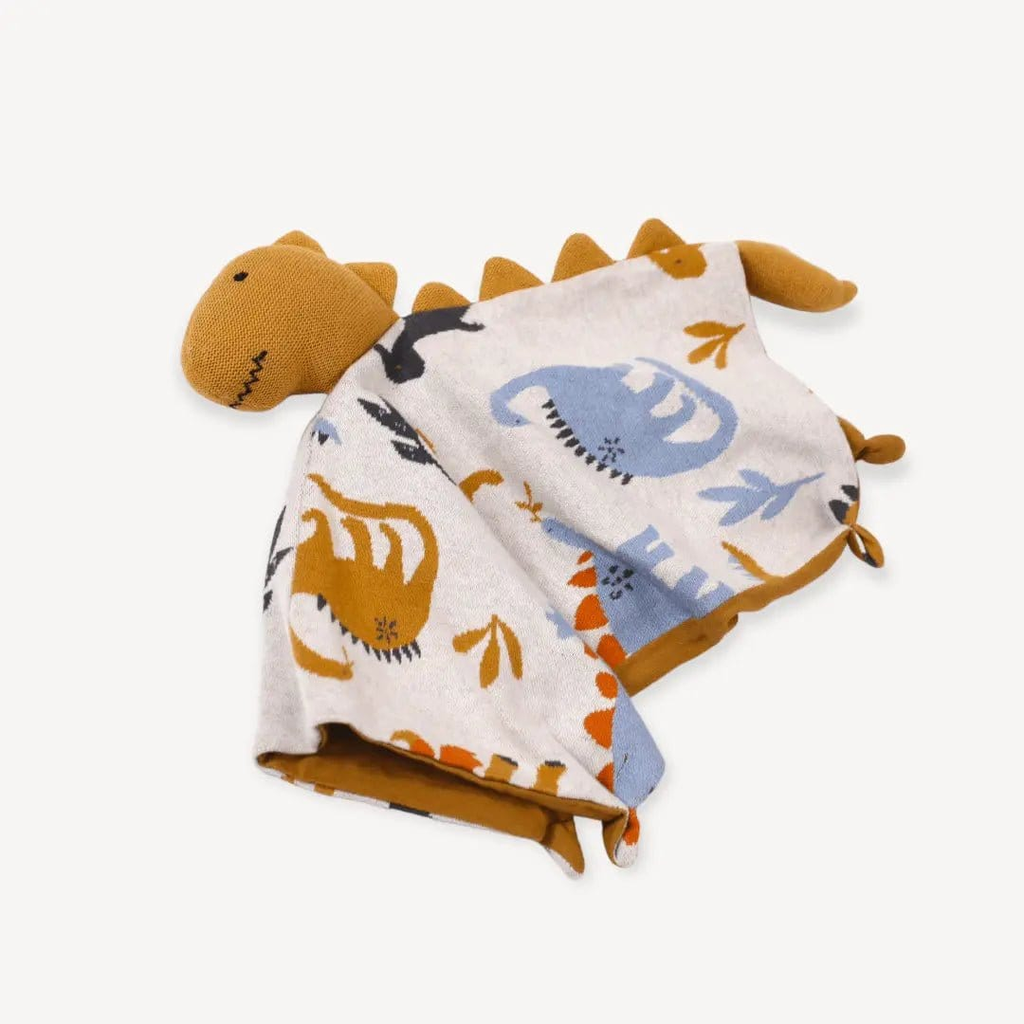 The Baby Blanket Store Crib Blanket 32"x 40" Natural / OS Dino Baby Blanket & Lovey | Organic Cotton Jacquard Knit Gift Set