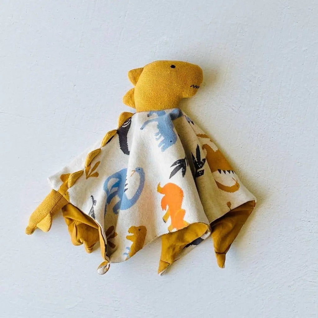 The Baby Blanket Store Crib Blanket 32"x 40" Natural / OS Dino Baby Blanket & Lovey | Organic Cotton Jacquard Knit Gift Set