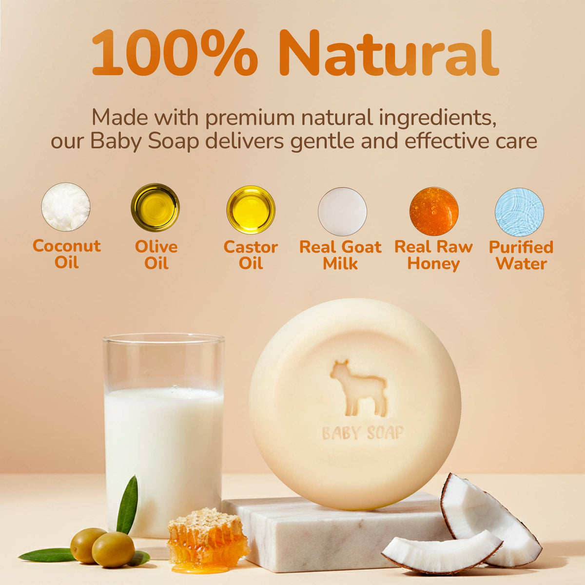 Relaxcation Organic Baby Soap Bar with Fresh Goat Milk and Raw Honey