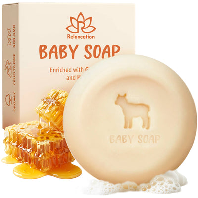 Relaxcation Organic Baby Soap Bar with Fresh Goat Milk and Raw Honey