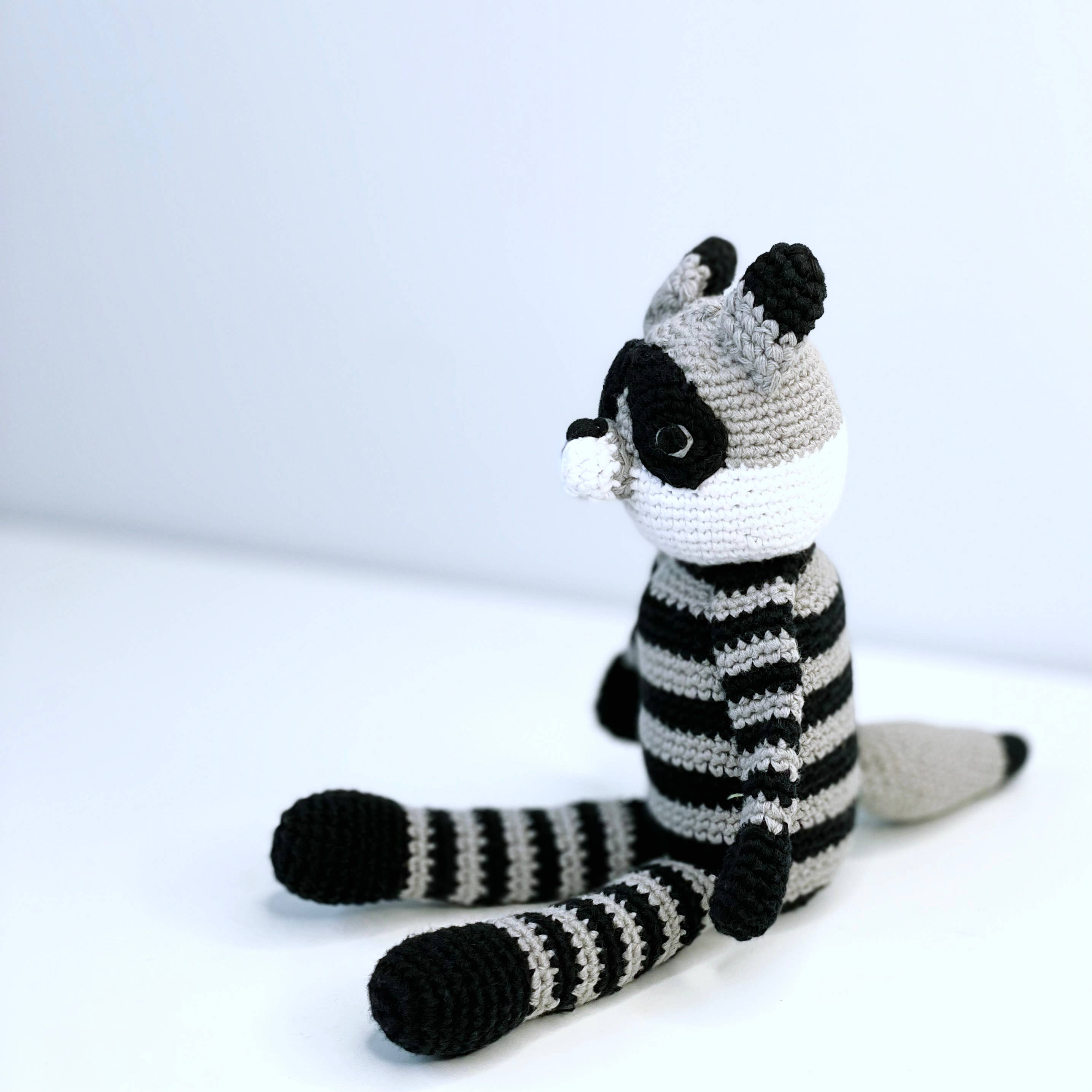 The Baby Blanket Store Stuffed Animal Woodland Raccoon | Handmade Organic Cotton Stuffed Animal with Gentle Rattle