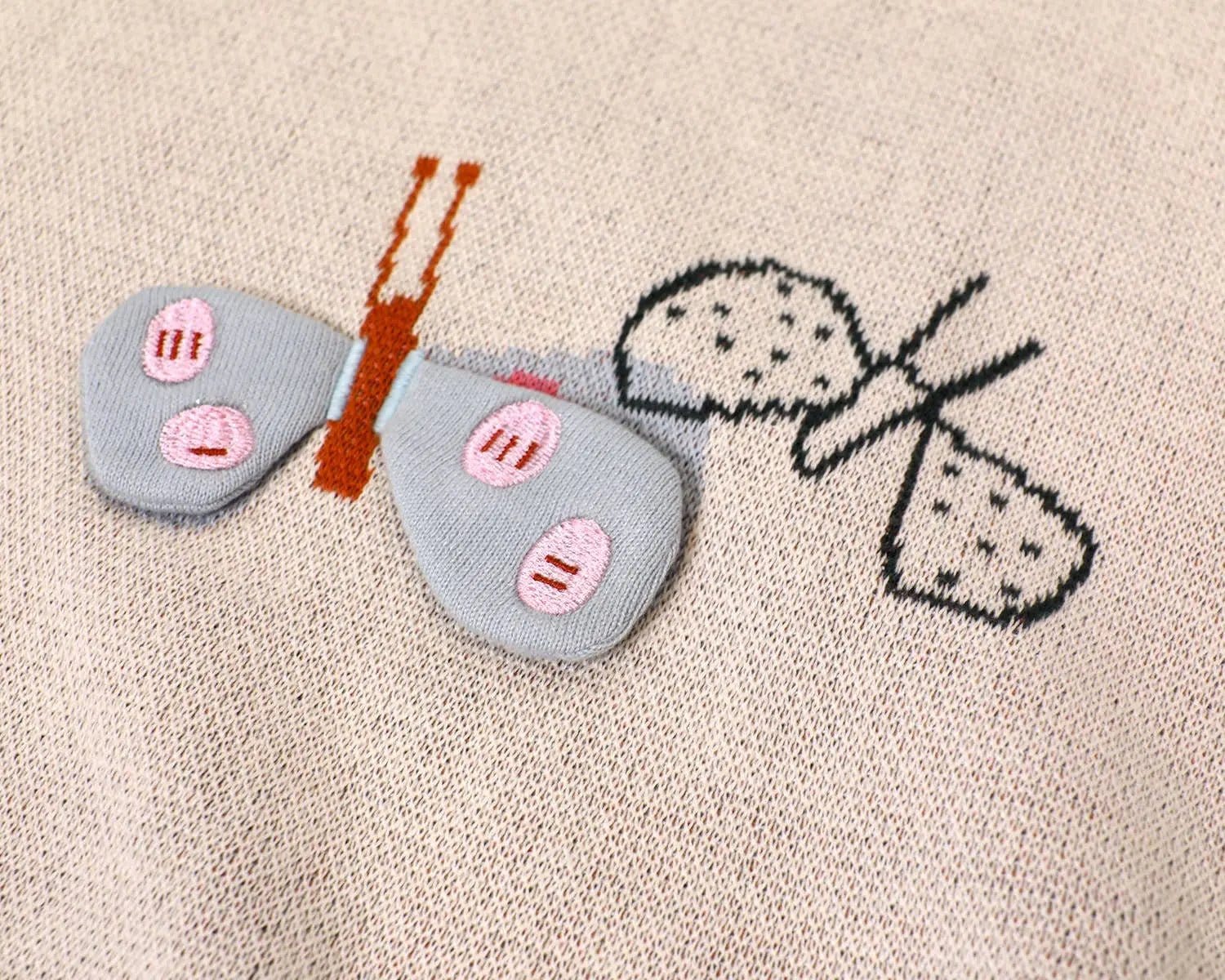 The Baby Blanket Store Crib Blanket 30" x 42" One Size / Natural Butterfly 3D | Organic Cotton Jacquard Knit Baby Blanket