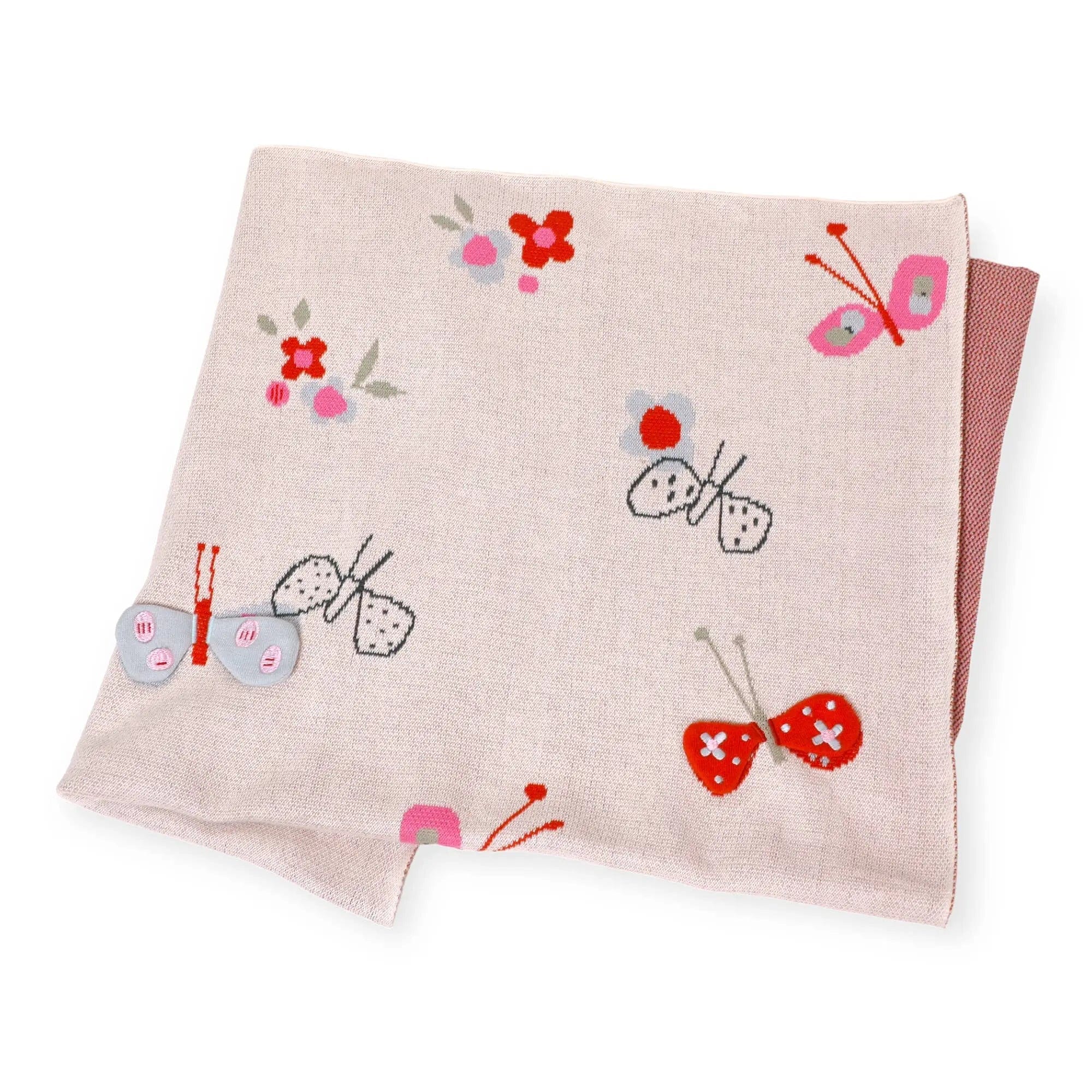 The Baby Blanket Store Crib Blanket 30" x 42" One Size / Natural Butterfly 3D | Organic Cotton Jacquard Knit Baby Blanket