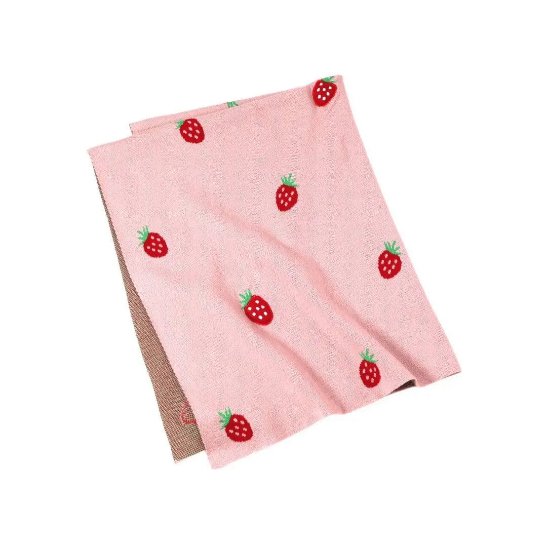The Baby Blanket Store Crib Blanket 30" x 42" One Size Strawberry 3D | Organic Cotton Jacquard Knit Baby Blanket