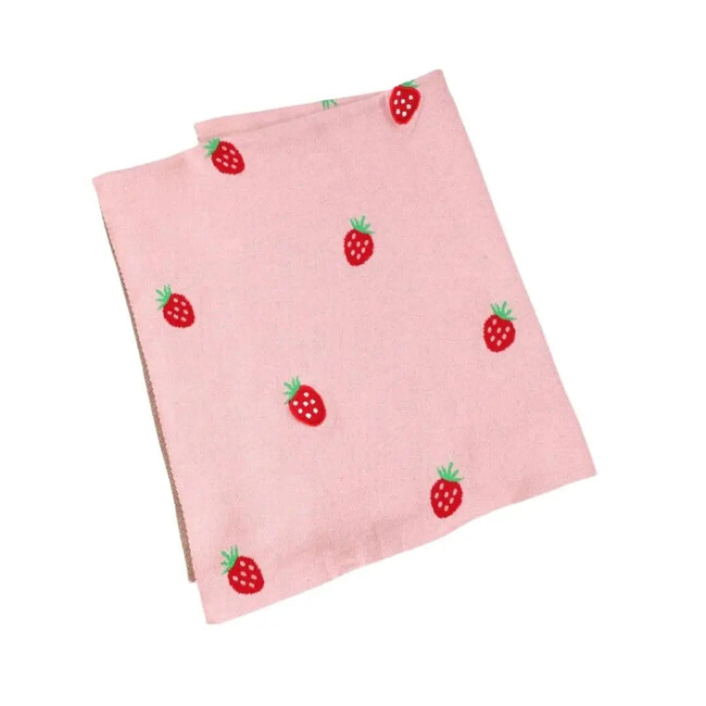 The Baby Blanket Store Crib Blanket 30" x 42" One Size Strawberry 3D | Organic Cotton Jacquard Knit Baby Blanket