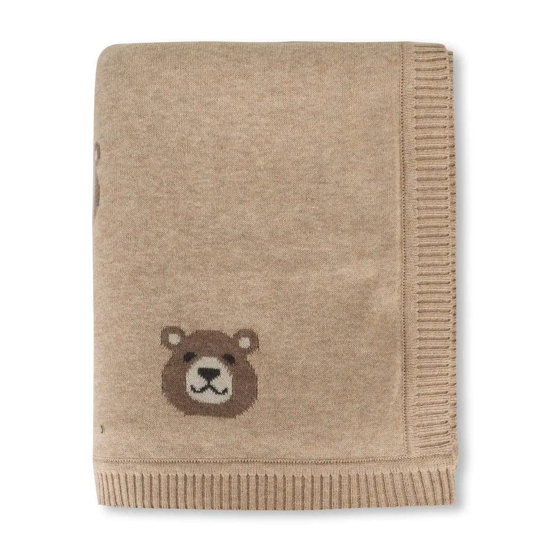 The Baby Blanket Store Crib Blanket 30" x 42" One Size / Oatmeal Heather Bear | Organic Cotton Jacquard Knit Baby Blanket