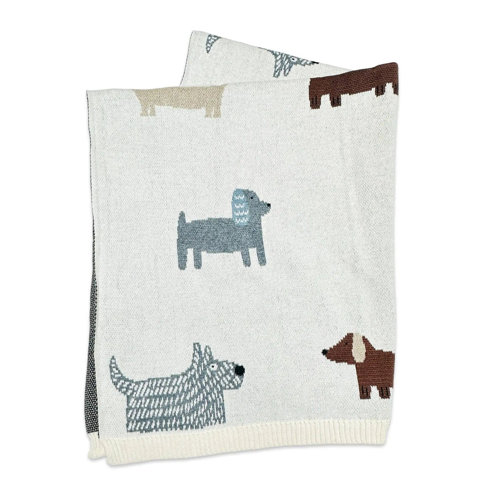 The Baby Blanket Store Crib Blanket 30" x 42" One Size / Natural Buddy Dog | Organic Cotton Jacquard Sweater Knit Baby Blanket