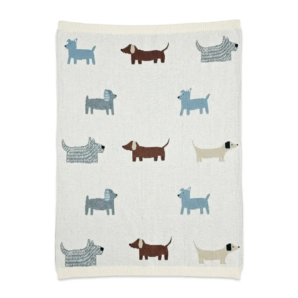 The Baby Blanket Store Crib Blanket 30" x 42" One Size / Natural Buddy Dog | Organic Cotton Jacquard Sweater Knit Baby Blanket