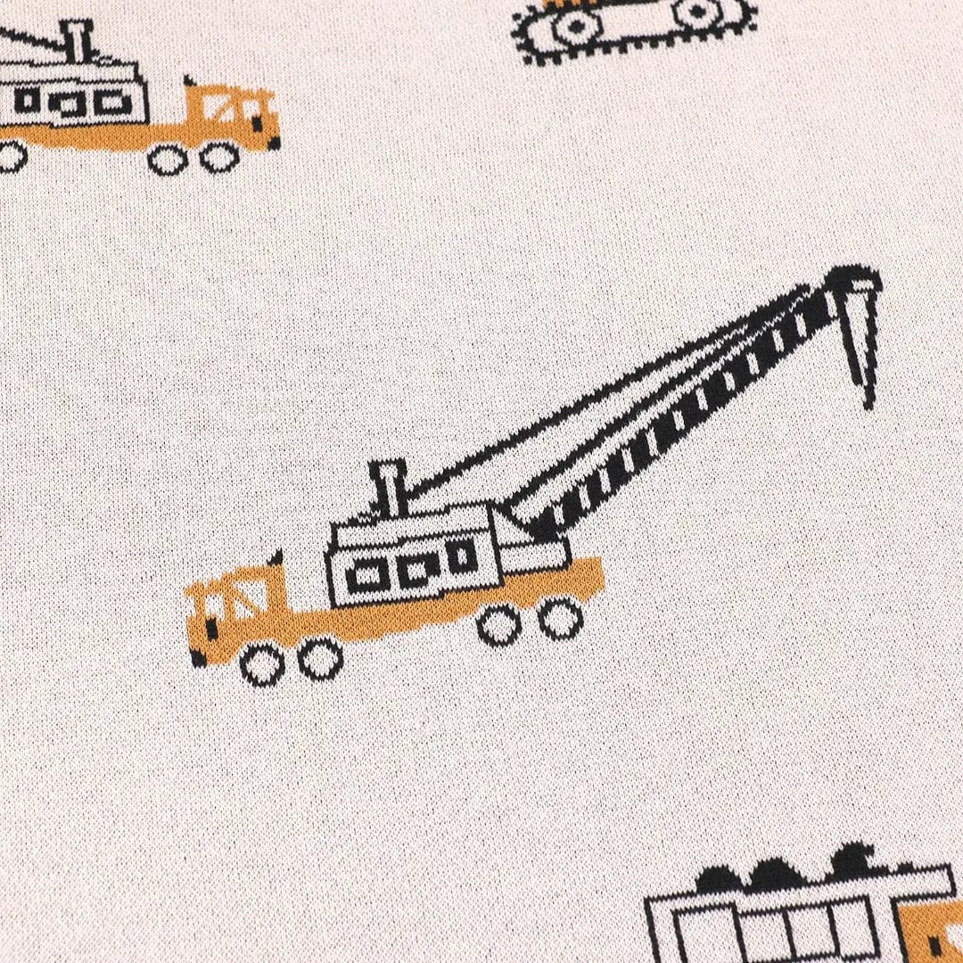The Baby Blanket Store Crib Blanket 30" x 42" One Size Trucks | Organic Cotton Jacquard Sweater Knit Baby Blankets