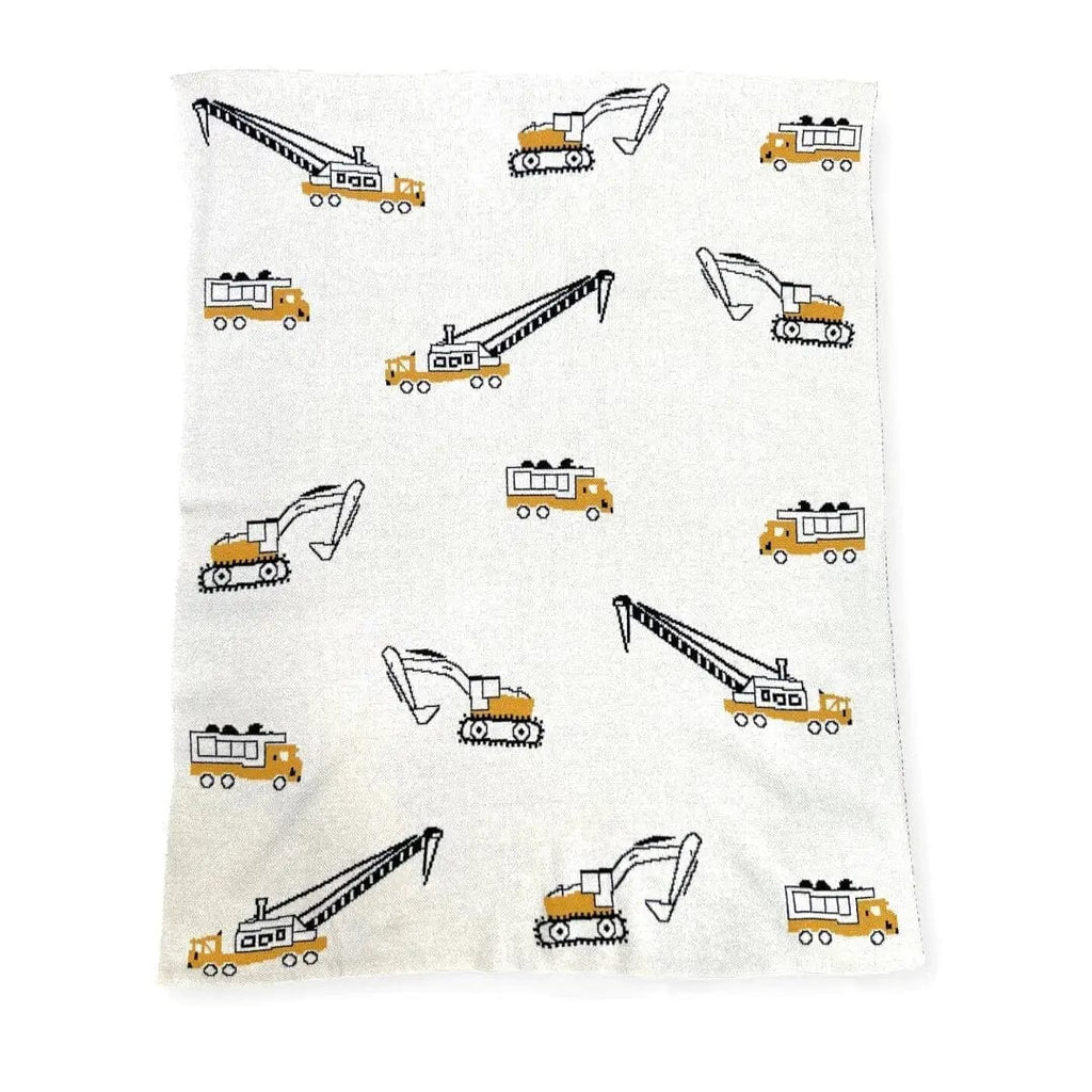 The Baby Blanket Store Crib Blanket 30" x 42" One Size Trucks | Organic Cotton Jacquard Sweater Knit Baby Blankets