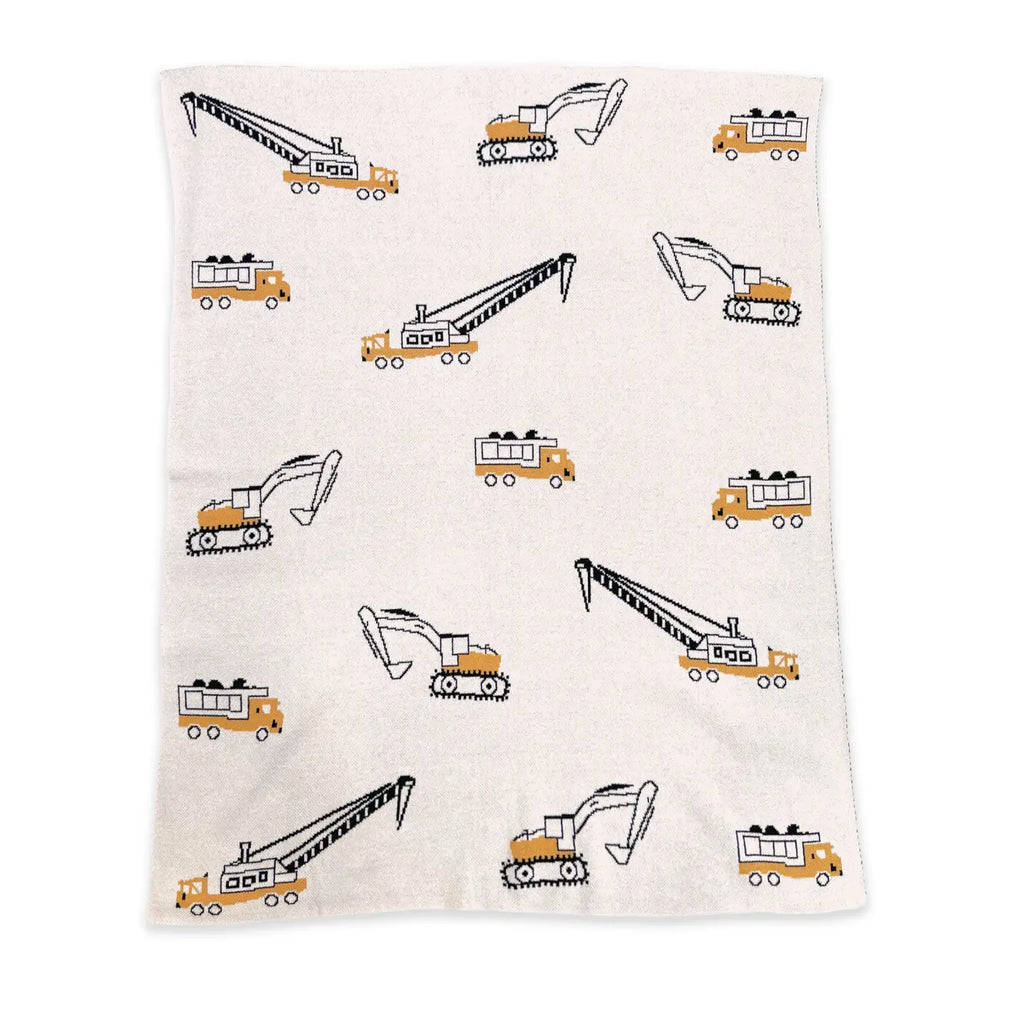 The Baby Blanket Store Crib Blanket 30" x 42" One Size Trucks | Organic Cotton Jacquard Sweater Knit Baby Blankets