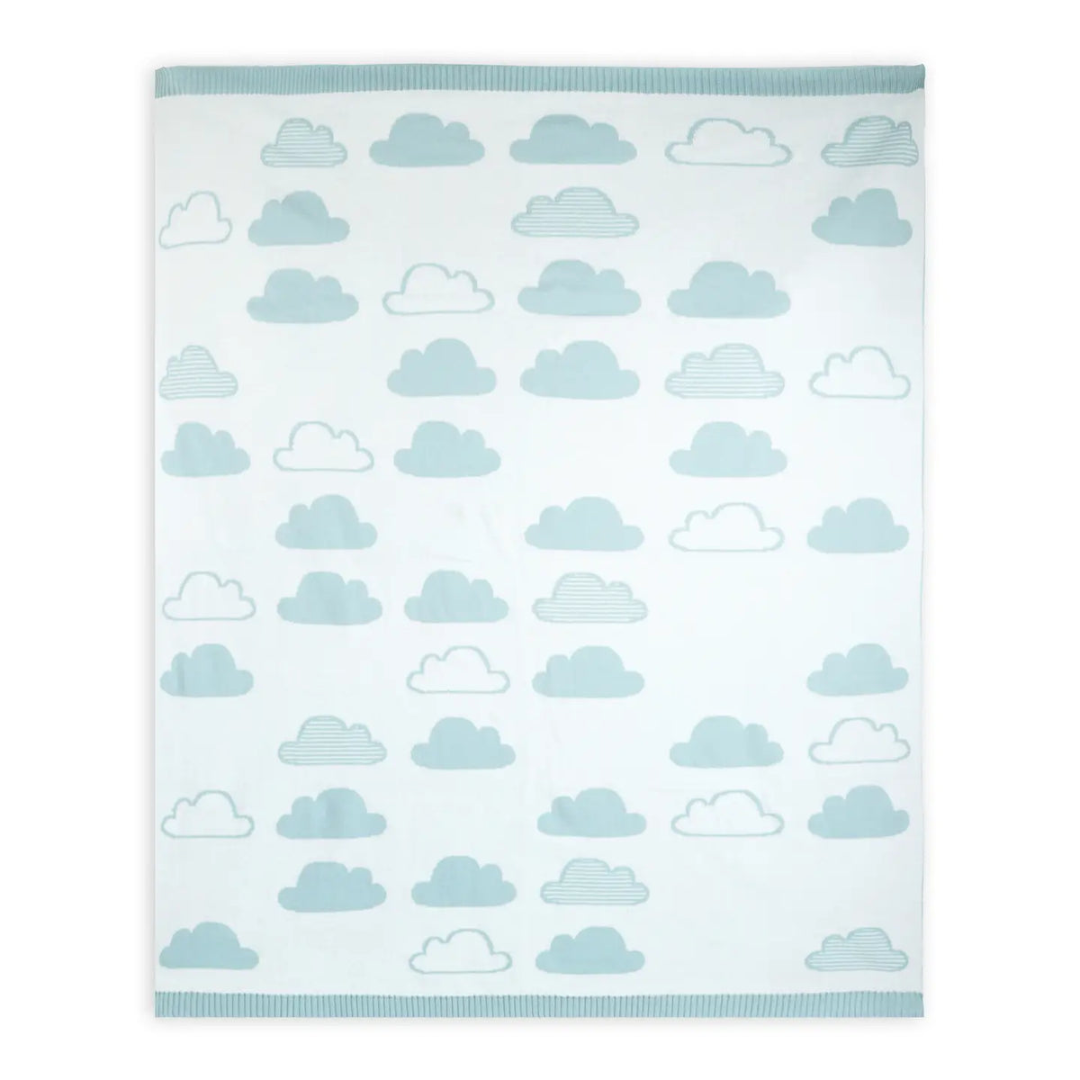 The Baby Blanket Store Crib Blanket 30" x 42" Baby Blue / One Size Clouds | Organic Cotton Jacquard Sweater Knit Baby Blanket