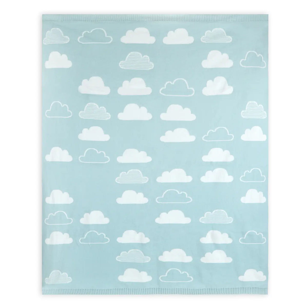 The Baby Blanket Store Crib Blanket 30" x 42" Baby Blue / One Size Clouds | Organic Cotton Jacquard Sweater Knit Baby Blanket