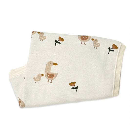 The Baby Blanket Store Crib Blanket 30" x 42" Duck Mommy & Me | Organic Cotton Jacquard Knit Baby Blanket