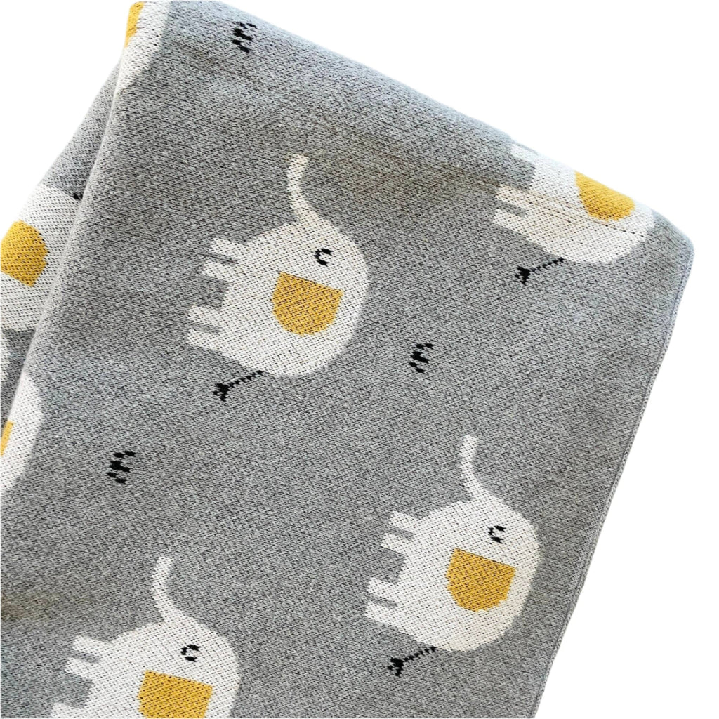 The Baby Blanket Store Crib Blanket 30" x 42" One Size Elephant | Organic Cotton Jacquard Sweater Knit Baby Blanket