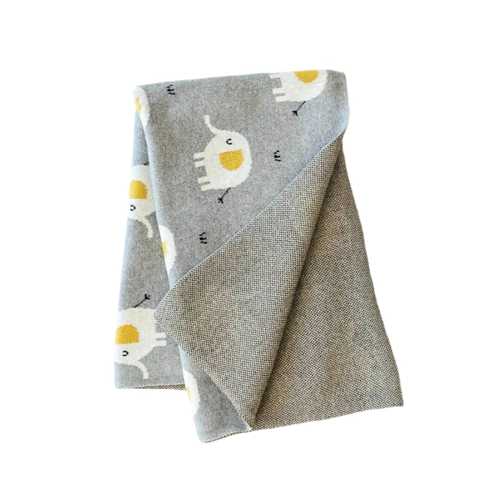 The Baby Blanket Store Crib Blanket 30" x 42" One Size Elephant | Organic Cotton Jacquard Sweater Knit Baby Blanket