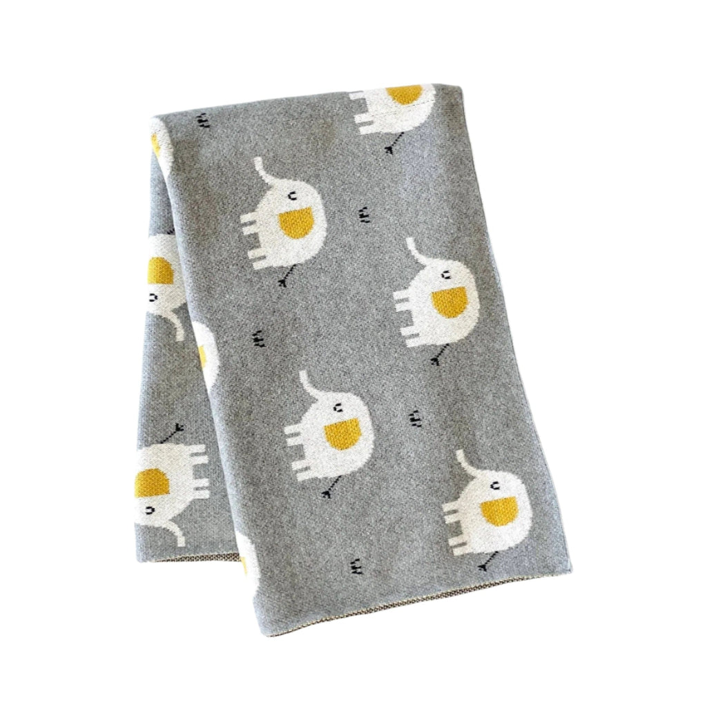 The Baby Blanket Store Crib Blanket 30" x 42" One Size Elephant | Organic Cotton Jacquard Sweater Knit Baby Blanket