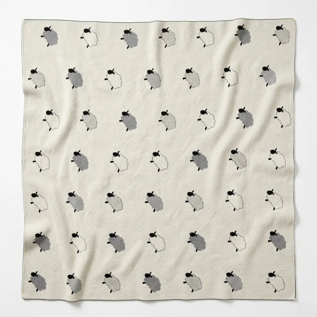 The Baby Blanket Store Crib Blanket 30"x 42" One Size Sheep | Organic Cotton Jacquard Sweater Knit Baby Blanket