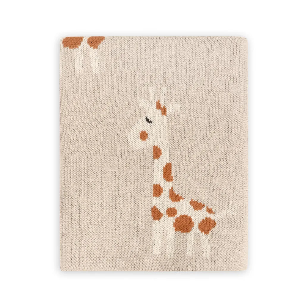 The Baby Blanket Store Crib Blanket 30"x 42" Giraffe | Organic Cotton Jacquard Knit Baby Blanket