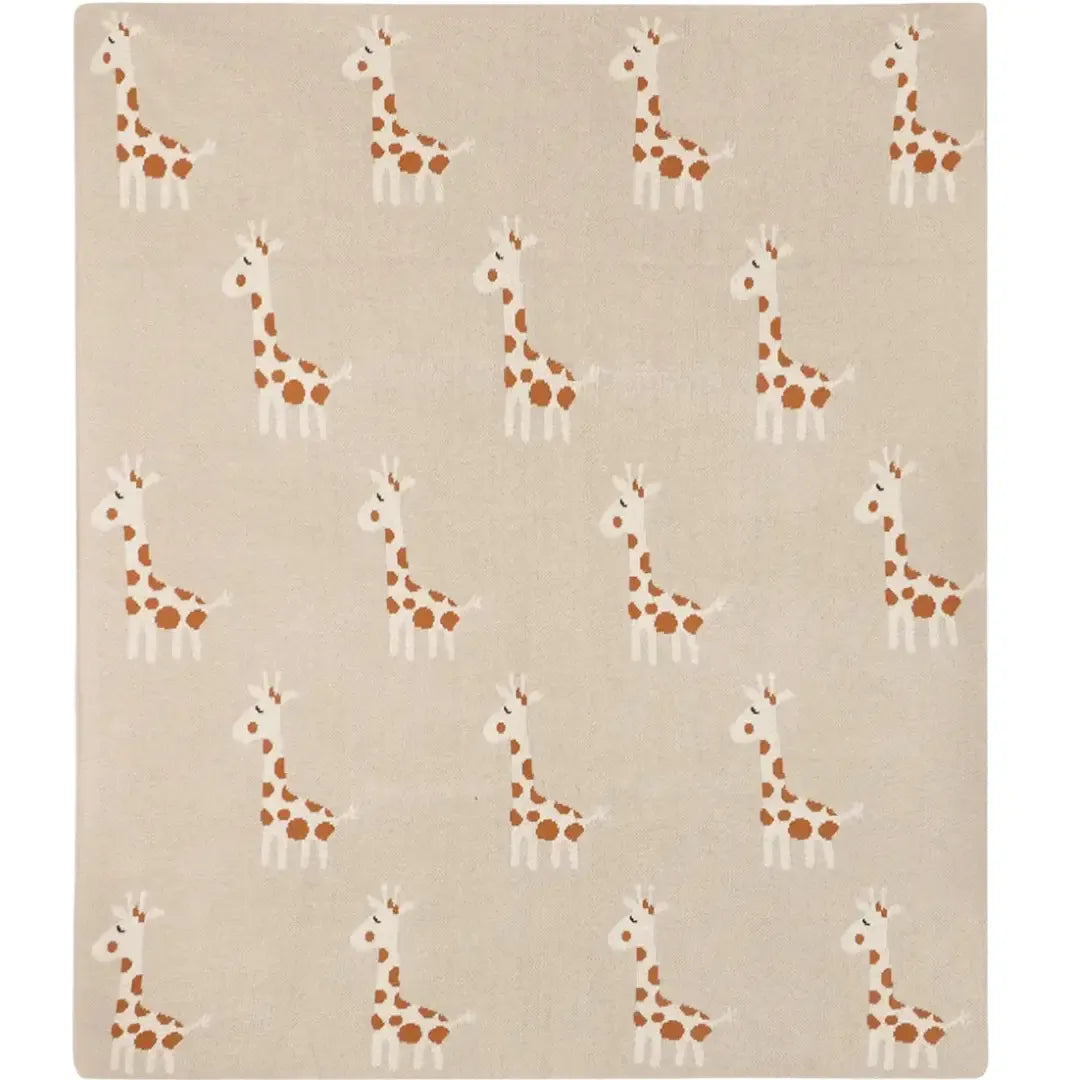 The Baby Blanket Store Crib Blanket 30"x 42" Giraffe | Organic Cotton Jacquard Knit Baby Blanket