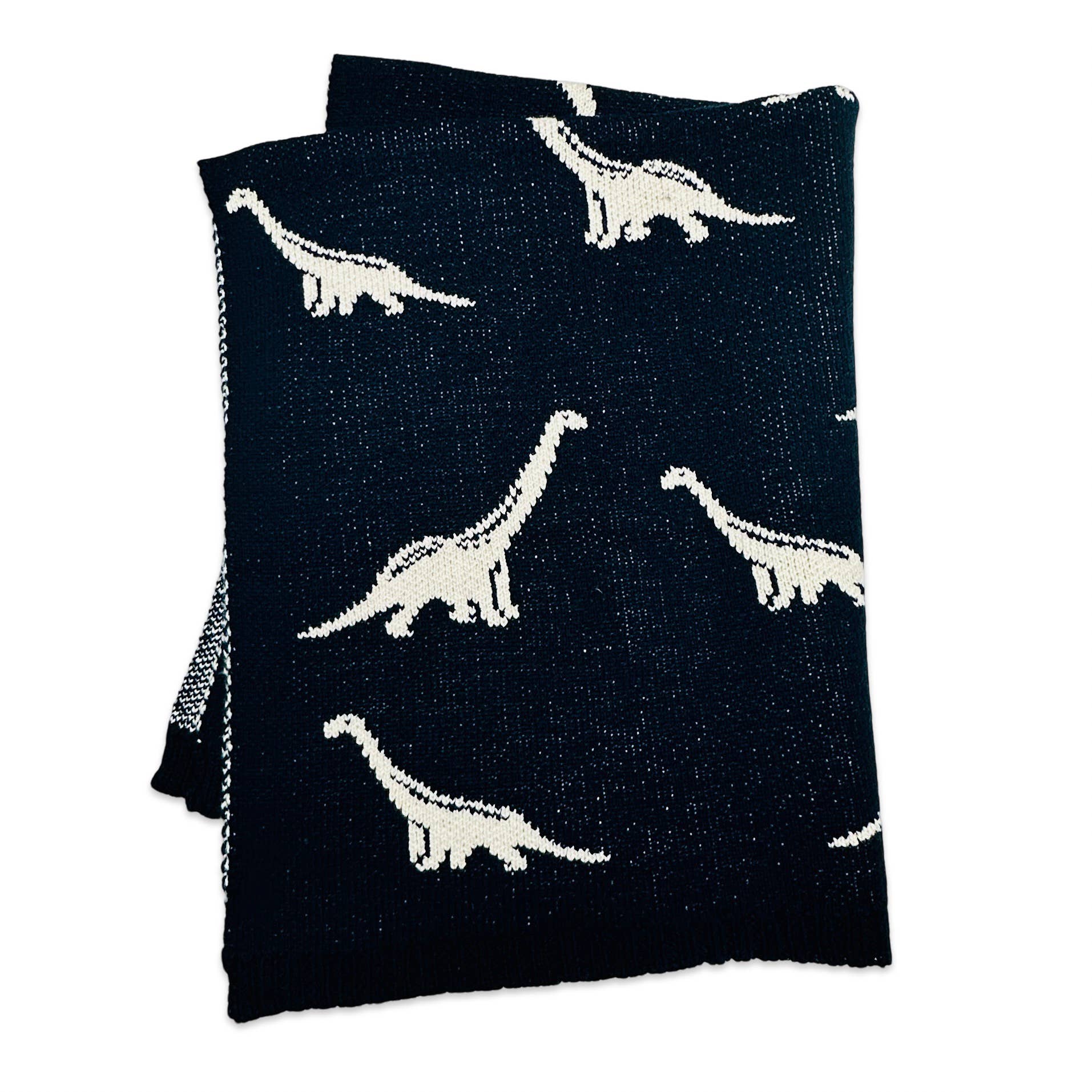 The Baby Blanket Store Crib Blanket 30" x 42" Midnight Navy / One Size Navy Dinosaur | Organic Cotton Jacquard Sweater Knit Baby Blanket