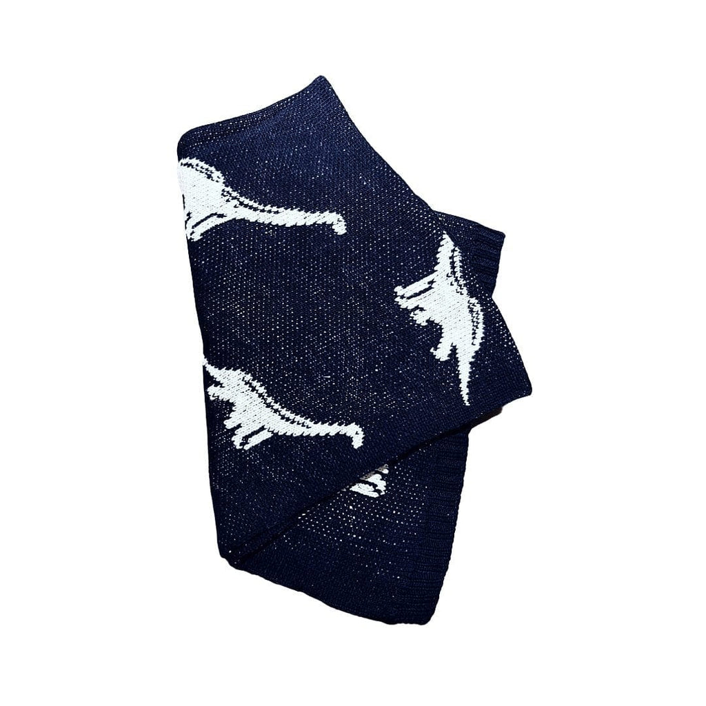 The Baby Blanket Store Crib Blanket 30" x 42" Midnight Navy / One Size Navy Dinosaur | Organic Cotton Jacquard Sweater Knit Baby Blanket