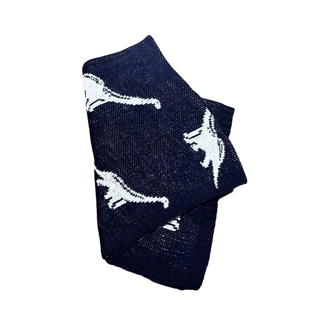 The Baby Blanket Store Crib Blanket 30" x 42" Midnight Navy / One Size Navy Dinosaur | Organic Cotton Jacquard Sweater Knit Baby Blanket