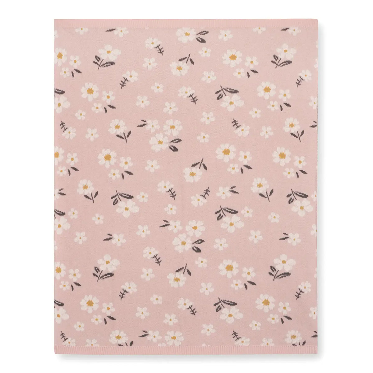 The Baby Blanket Store Crib Blanket 30" x 42" One Size / Blush Pink Daisy Floral | Organic Cotton Jacquard Sweater Knit Baby Blanket