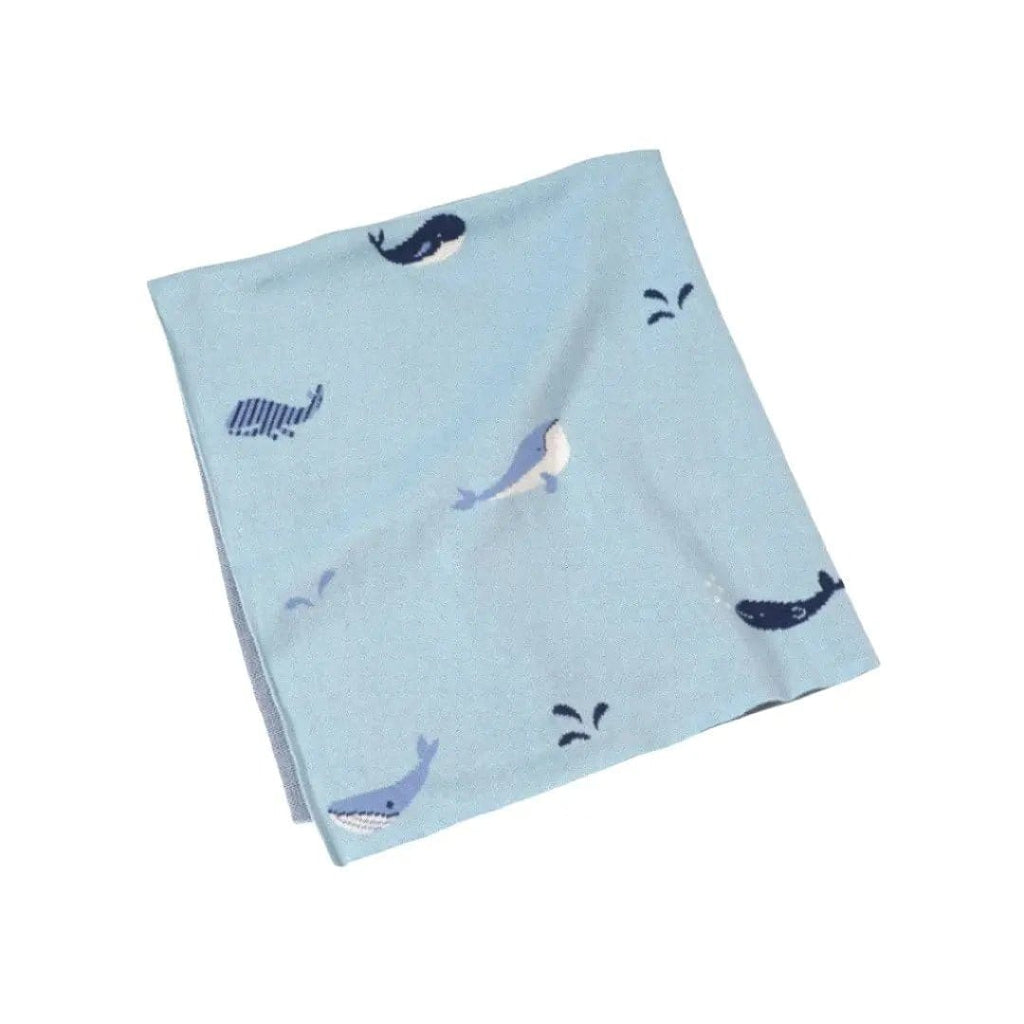 The Baby Blanket Store Crib Blanket 30" x 42" One Size Whales | Organic Cotton Jacquard Sweater Knit Baby Blanket