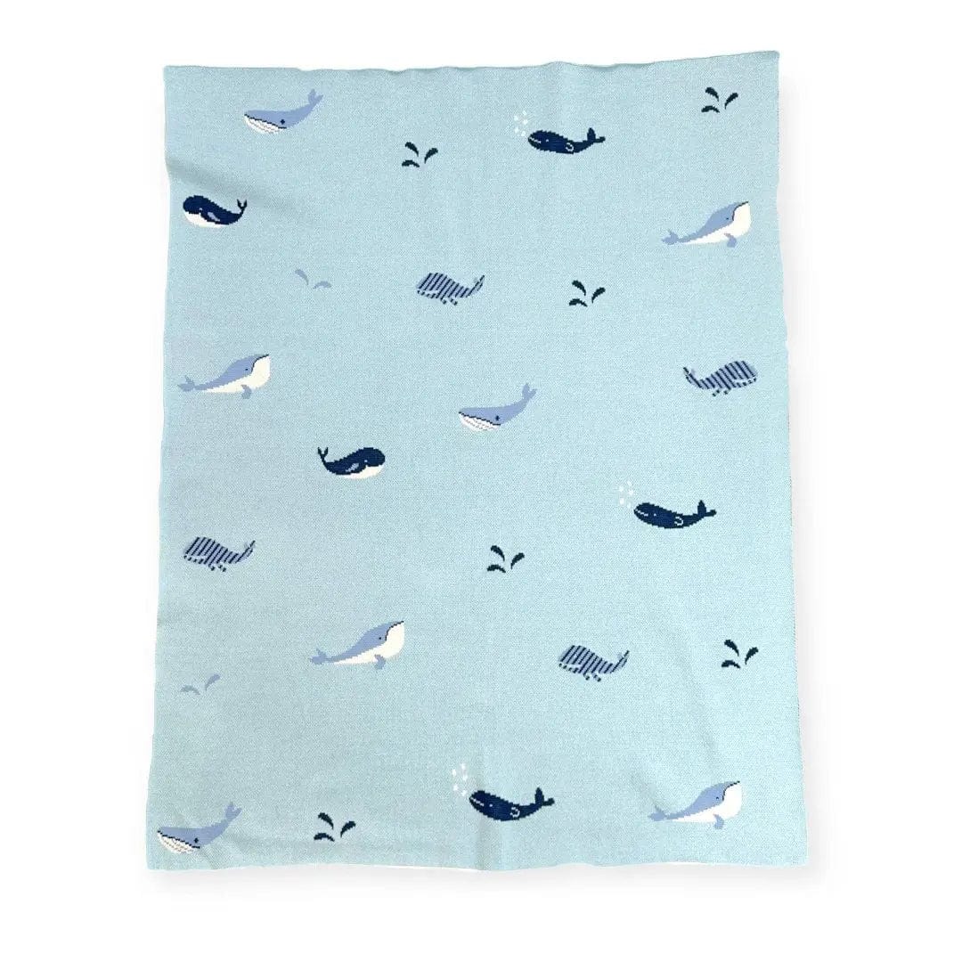 The Baby Blanket Store Crib Blanket 30" x 42" One Size Whales | Organic Cotton Jacquard Sweater Knit Baby Blanket