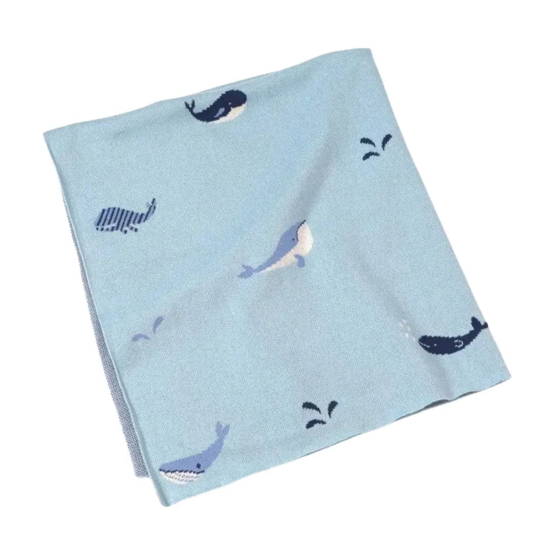 The Baby Blanket Store Crib Blanket 30" x 42" One Size Whales | Organic Cotton Jacquard Sweater Knit Baby Blanket
