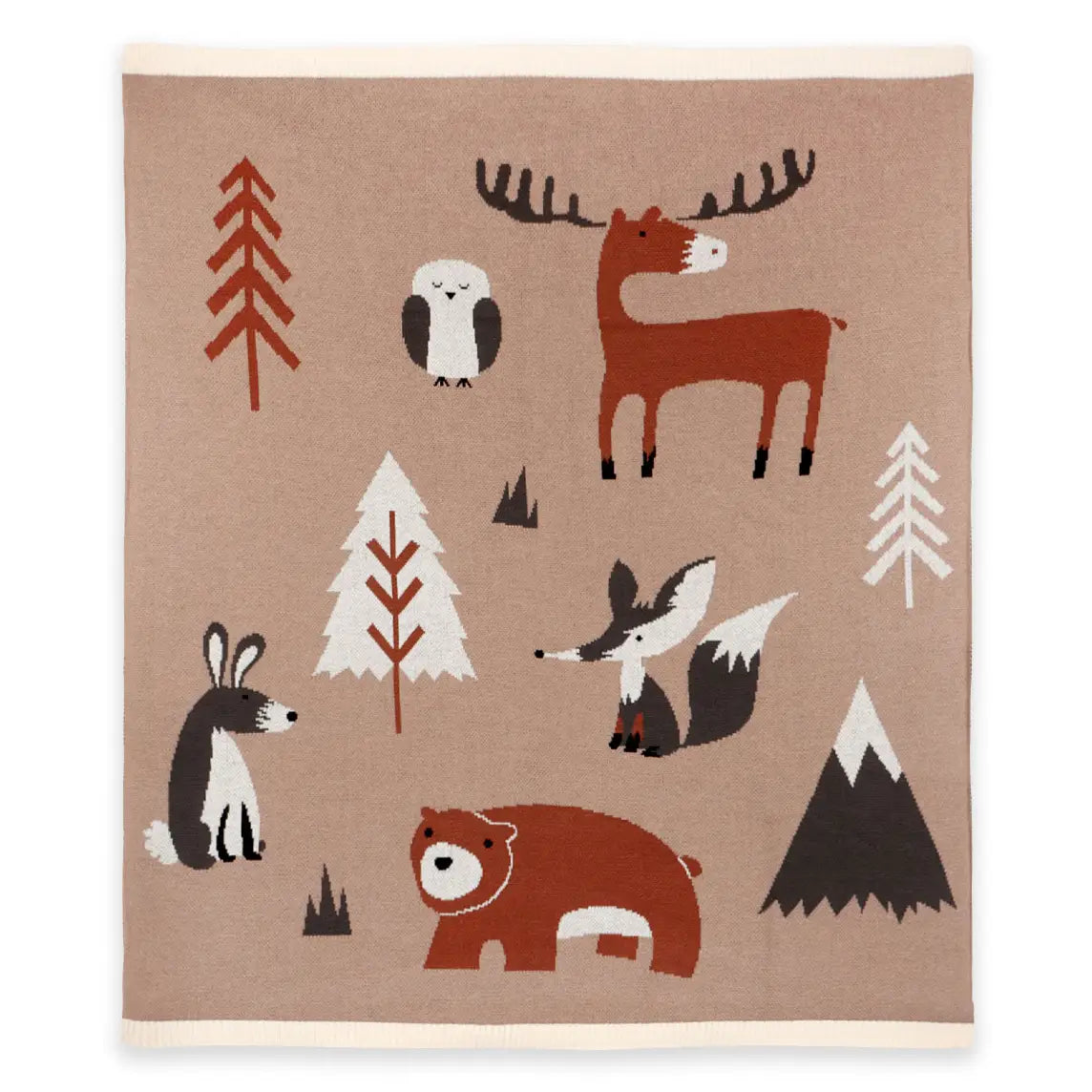 The Baby Blanket Store Crib Blanket 30" x 42" Tan Brown / One Size Woodland Bear | Organic Cotton Jacquard Sweater Knit Baby Blanket