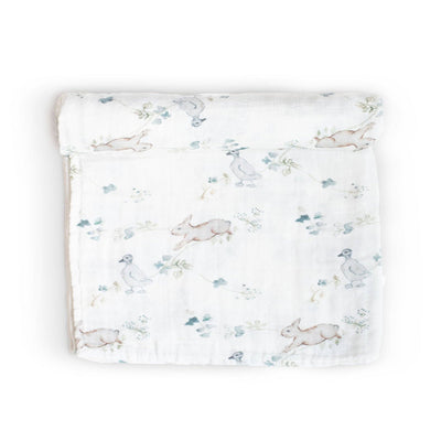 Baby blanket with rabbit pattern on a white background