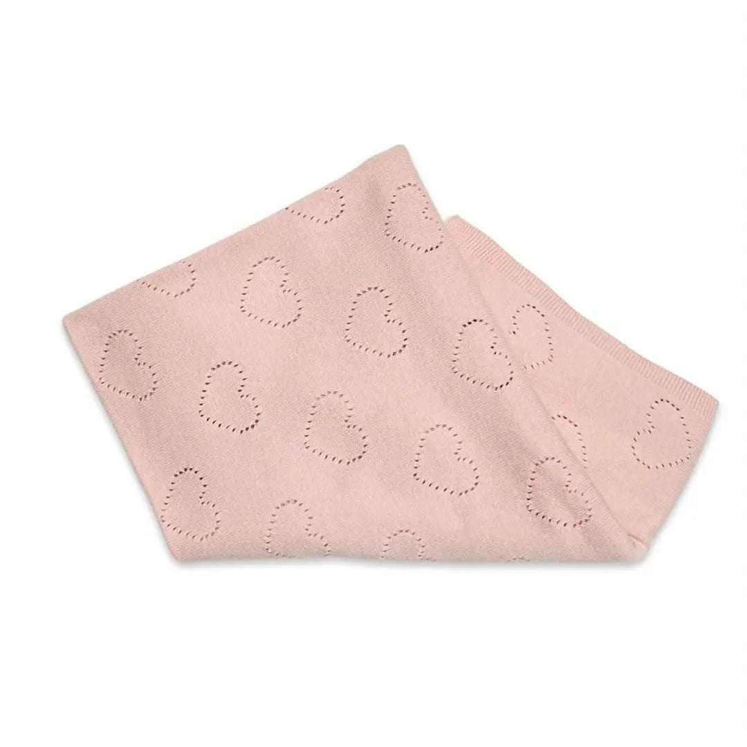 The Baby Blanket Store Crib Blanket 30" x 42" Love Hearts | Organic Cotton Pointelle Knit Baby Blanket